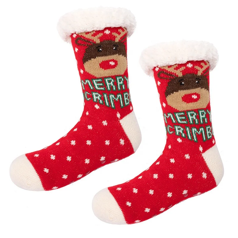 Женские Толстые и теплые зимние рождественские напольные носки милые рождественские напольные Пушистые Носки с рисунком Санты