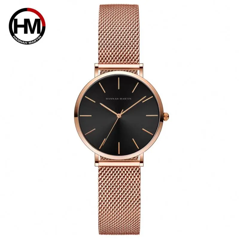 Hannah martin CC32 Friendship Rose Gold Women Quartz Watch Perfect Mesh  Strap Waterproof Ultra Thin Simple Casual Wrist Watch