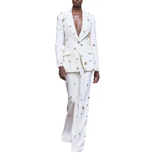 In Stock 2026 Celebrity Fashion New Metal Hole One Button Blazers Suit Ropa De Mujer Plus Size Matching Sets Pantalon