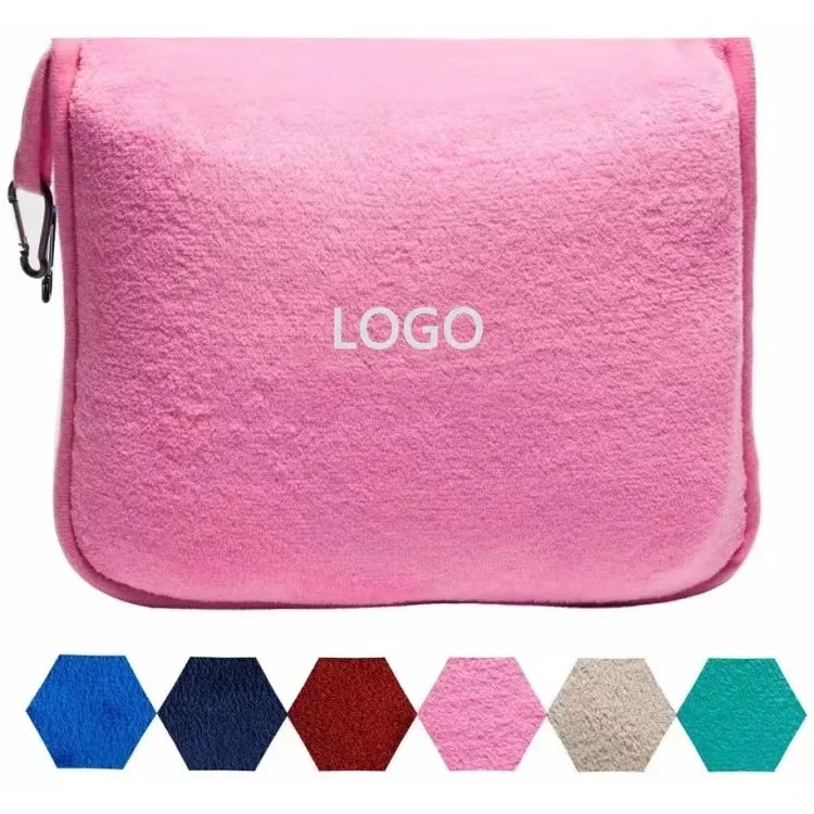 High Quality Portable Polar Fleece Customized logo 2 in 1 Plane Travel Pillow Blanket