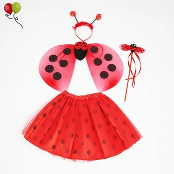 Girls Butterfly Costume Fairy Birthday Party Wings Dress Up for Halloween Ladybug Costume Fairy Wings Tutu Skirt KD1939