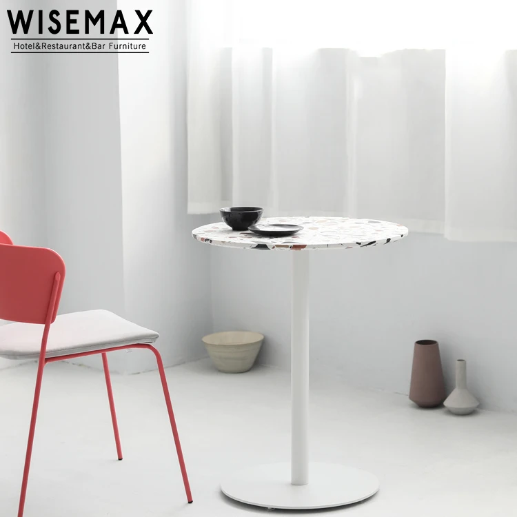 WISEMAX FURNITURE Nordic Minimal Terrazzo Round Dining Table Restaurant Coffee Shop Cafe Table square bar Table Commercial Use