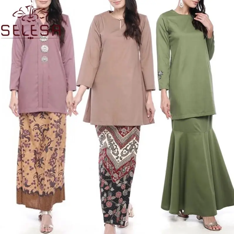 Fashion Modern Latest Burqa Designs Simple Muslim Flower Blouse Women Clothing