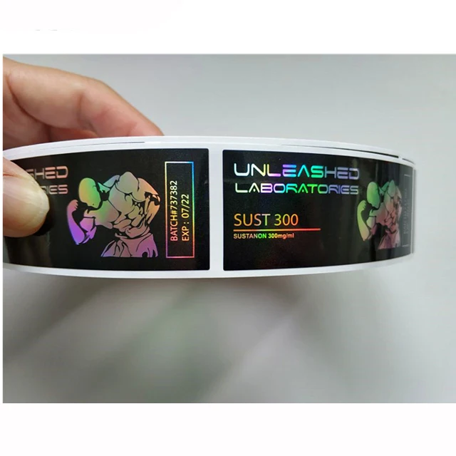 Free design custom printing with holographic logo Gen Pharma labs steroid 10ml vial box label and vial paper sticker