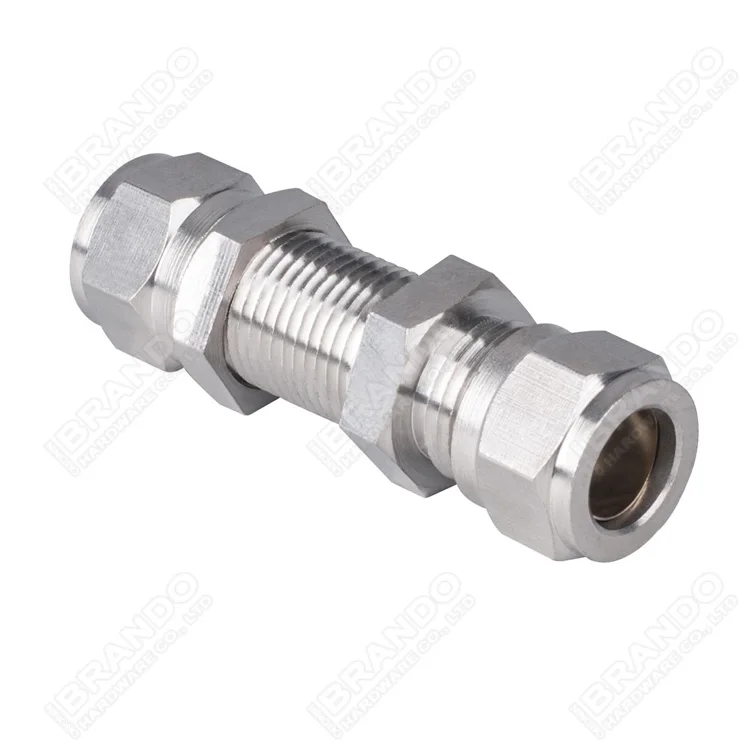 Bulkhead Union Compression Ferrule Brass Metal Pneumatic Air Hose Tube Fitting 4mm 6mm 8mm 10mm 12mm 18mm M8 M10 M12 M14 M16 M22