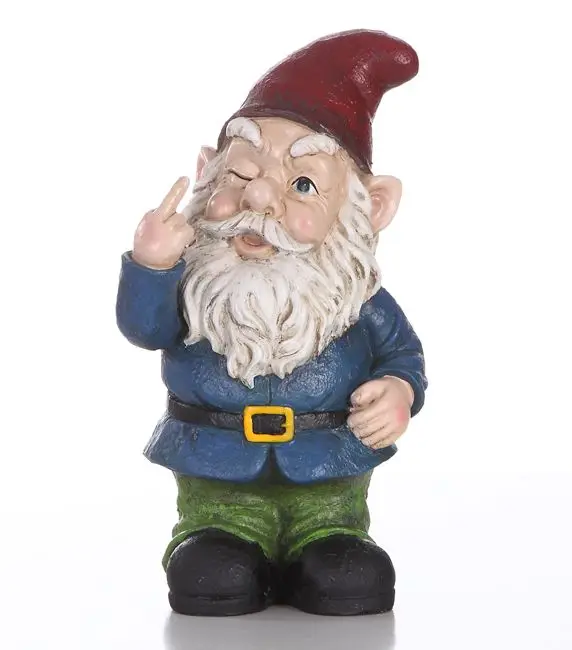 Polyresin Funny Garden Gnomes Wink Middle Finger Garden Gnome Funny ...