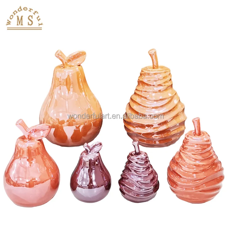 Customized Ceramic Color Glazing fruit apple dishes pear strawberry porcelain Home Decor Party for Harvest Festival
