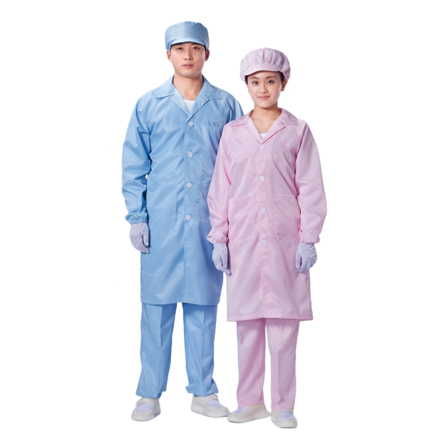 V Neck Reusable Custom Logo Food Industry Worker Uniform Garment Gown ESD Dust Free Polyester Lint Free ESD Cleanroom Lab Smock
