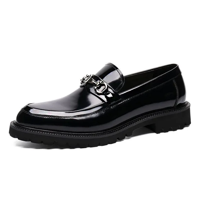 Men's Genuine Leather Oxford Shoes Casual Dress Shoes for Work with Slip-On Closure Stock Black Color Oxfords Style