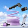 Purple Magnetic Phone Holder 60W Fast Charging Cable