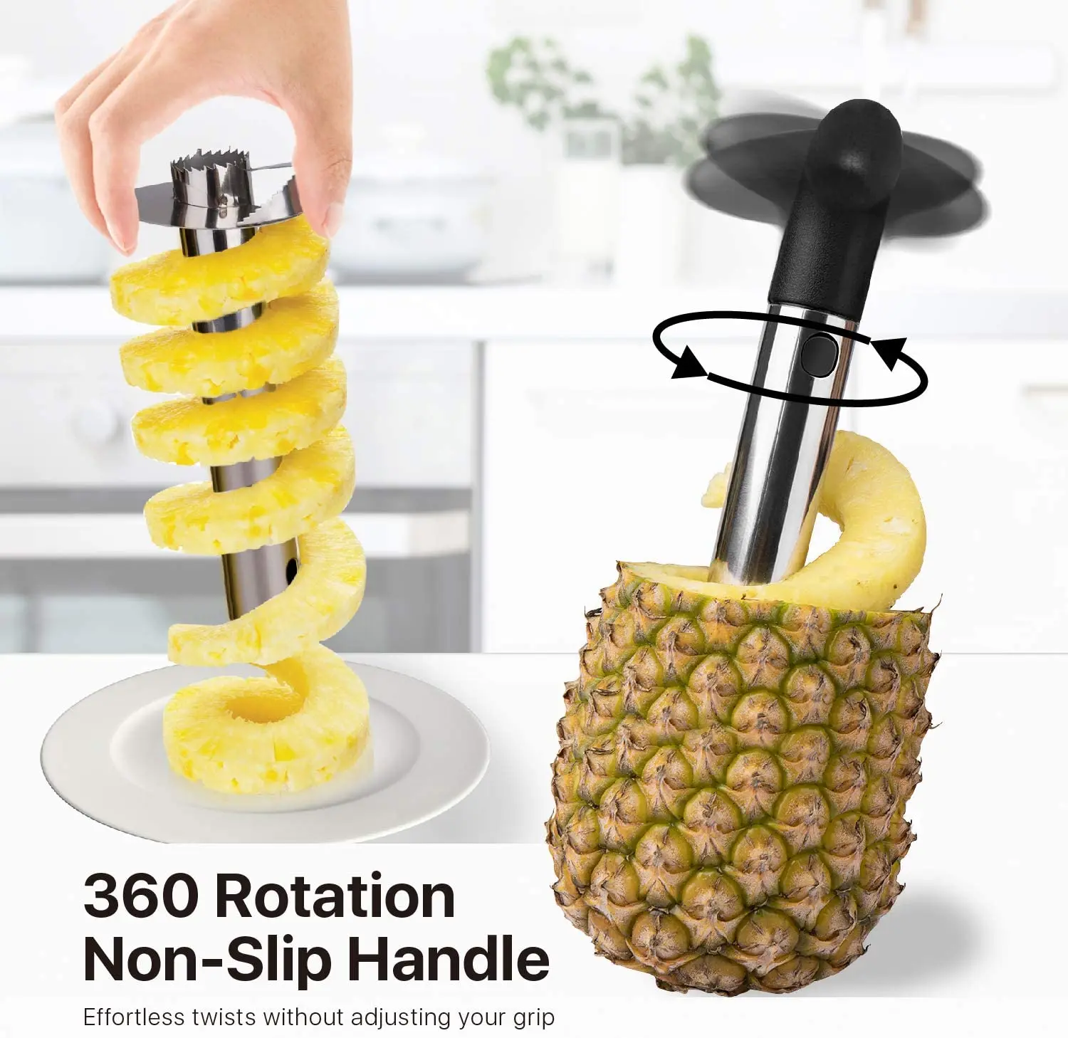 Pineapple Corer and Slicer Tool Stainless Steel Fresh Pineapple Cutter