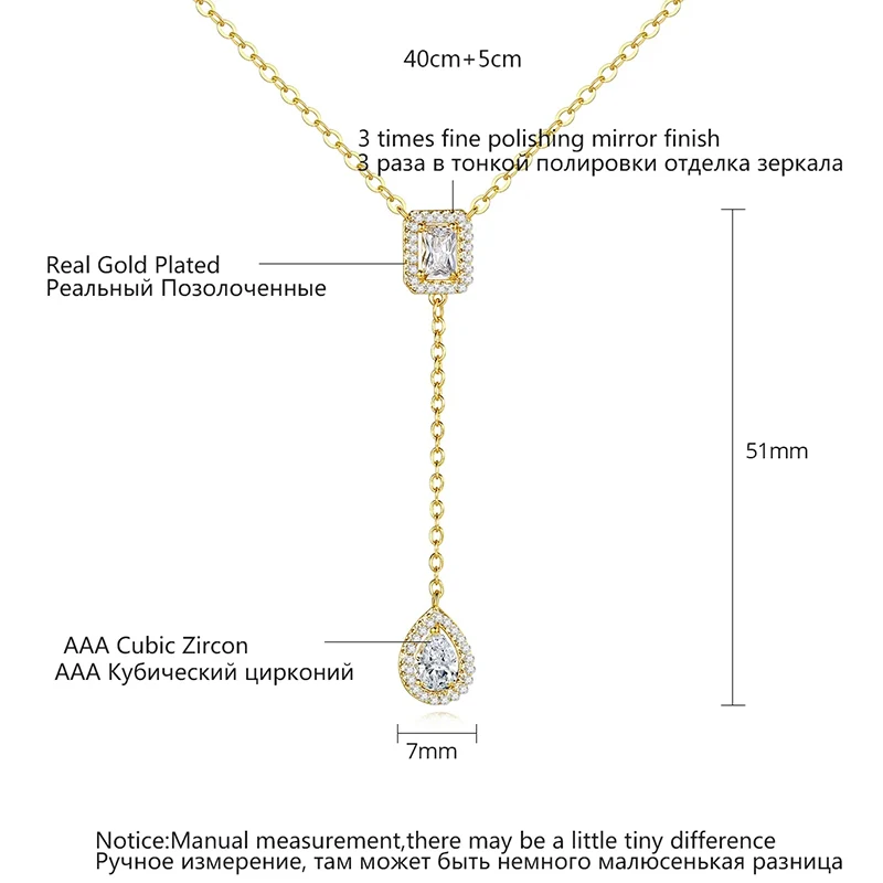 Elegant Droplet Pendant Necklace with Cubic Zirconia