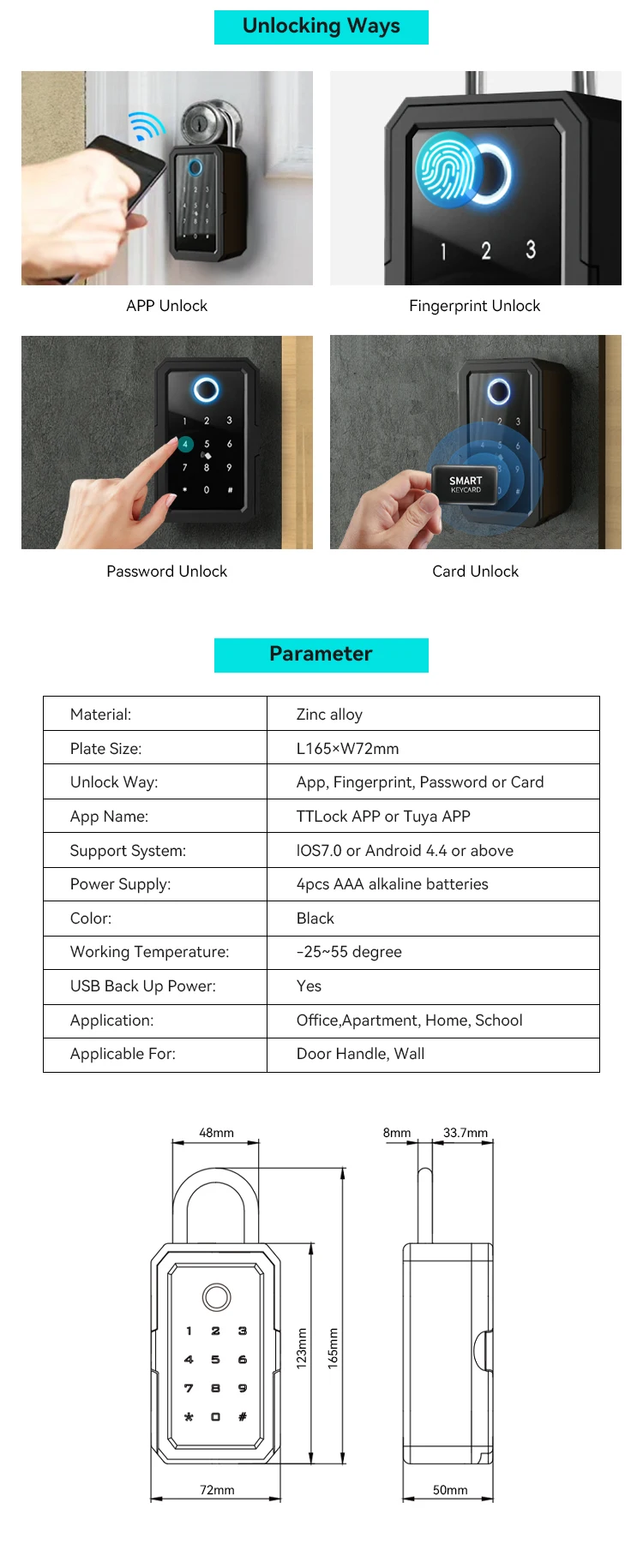 Tediton New Safe Wireless Network App Password Fingerprint Smart Key