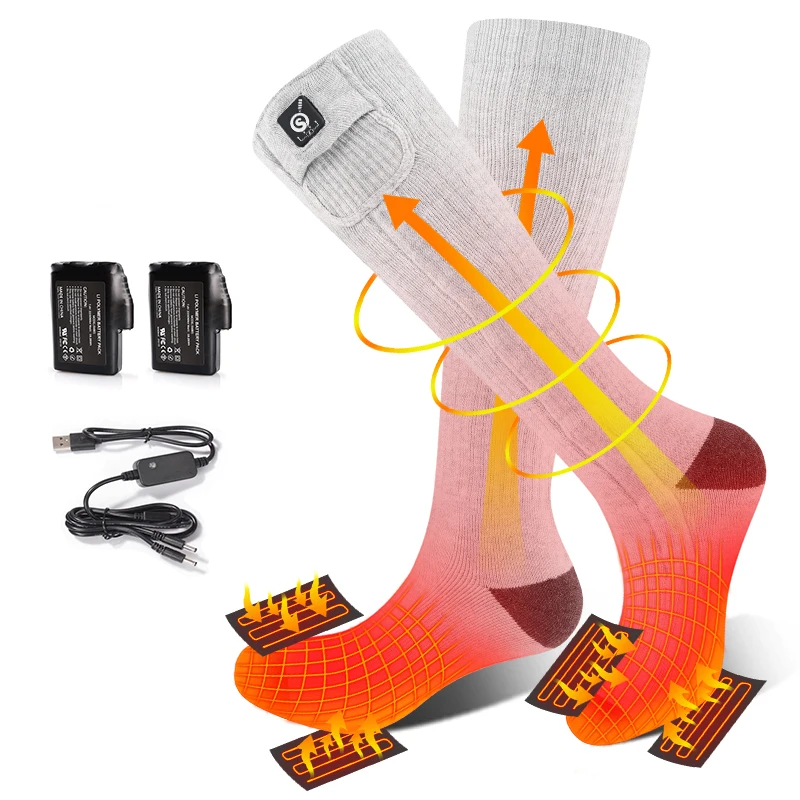 For SAVIOR Coolmax Men's Casual Foot Warm Breathable Rechargeable Battery Heating Socks 7.4V Winter Thermal Electric Heated ODM