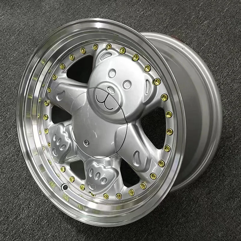 Wholesale 15X8j ET 25 4x100/114.3 Modified Silver Little Bear Passenger Car Wheels for Mini Car Mags 5X100/114.3
