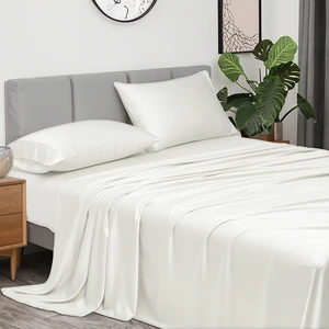 Wholesale Modern Style Queen Size German Bamboo Cotton Bed Sheets with Pillowcase Solid Color OEKO-TEX 100 for Summer