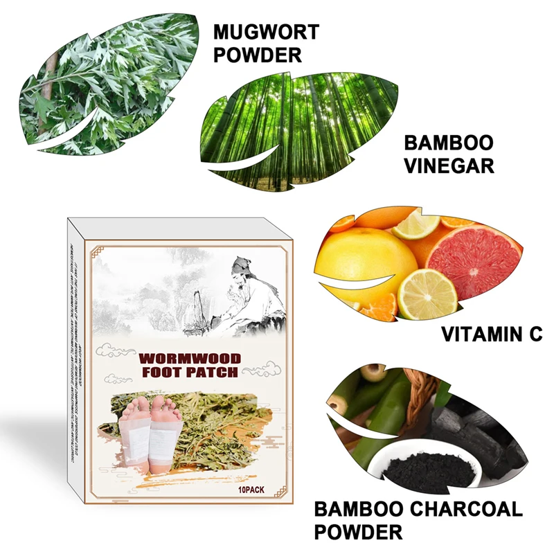 new products 100% organic natural wormwood detox foot patch lose weight deep cleansing foot pads