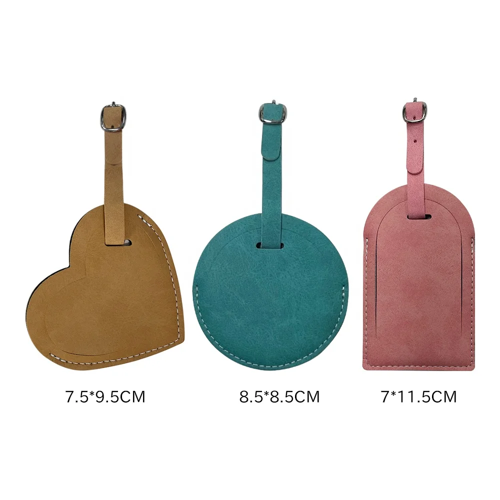 Prosub Custom Blank Sublimation Luggage Labels Travel Name Tag Double Sided Printing PU Leather Sublimation Luggage Tags