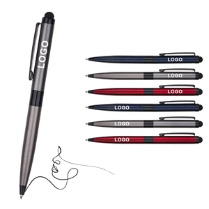 Hot Sell 1.0MM Metal Stylus Matte Black Manufactures Touch Screen Ballpoint Pen With Custom Logo Advertising for Gifts