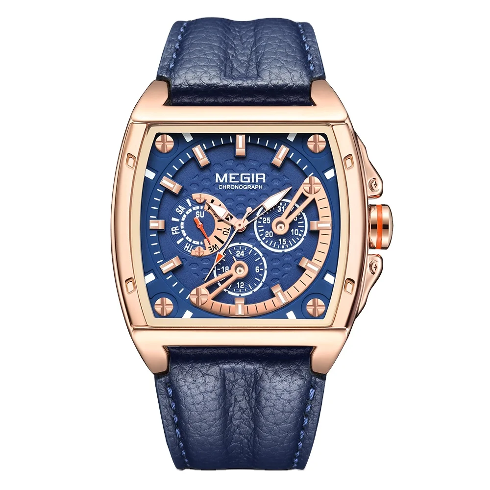 Relojes Hombre Megir 2204 Original Manufacture Leather Chronograph Sport  Watch Waterproof Luxury Men Wrist Quartz Watches