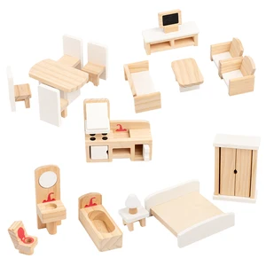 2026 Danish Style Unisex Educational Pretend Play Toy Set Danish Wood for Dollhouse Furniture Toys for Toddlers