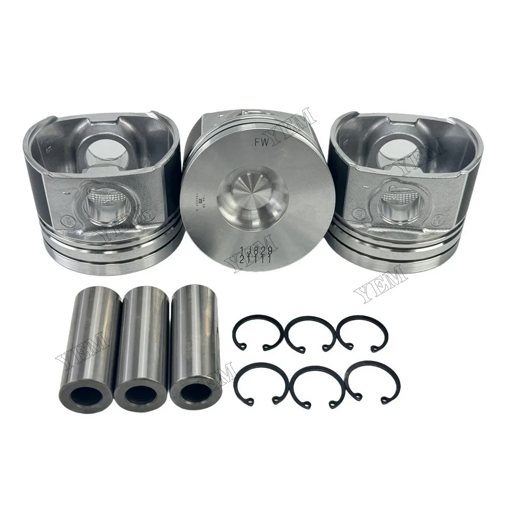 For Kubota D1703 Cylinder Piston With Pin Cir-Clip 1J829-21110 Engine Parts Stock Complete