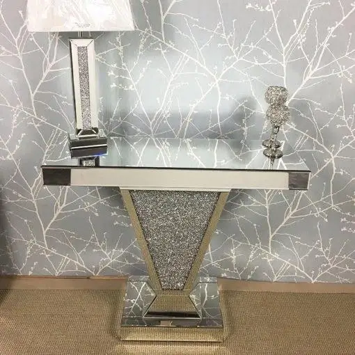 Прямая продажа с фабрики WXF-119 современный серебристым декоративным мебель с украшением в виде кристаллов алмаза зеркальный стол с ногами в форме улитки