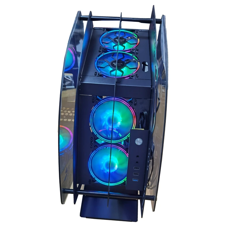 F919 Atx Mid-tower Desktop Computer Gaming Case Tempered Glass Panels ...