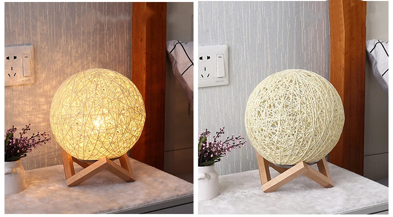 Bedside Sepak  takraw LED night light Nordic table lamp bedroom decoration 110V 240V US plug dimming remote