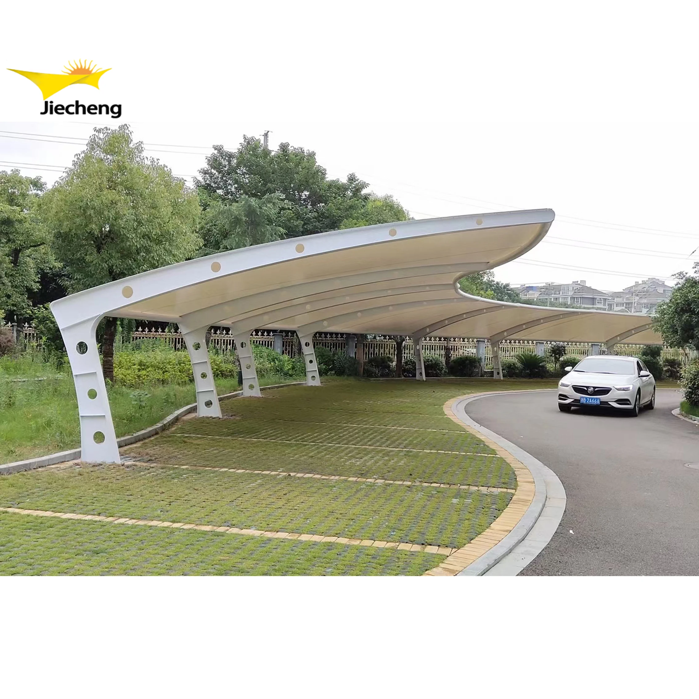PVDF /PVC Waterproof Stretch Membrane Structure Car Parking Cover Tent Garage