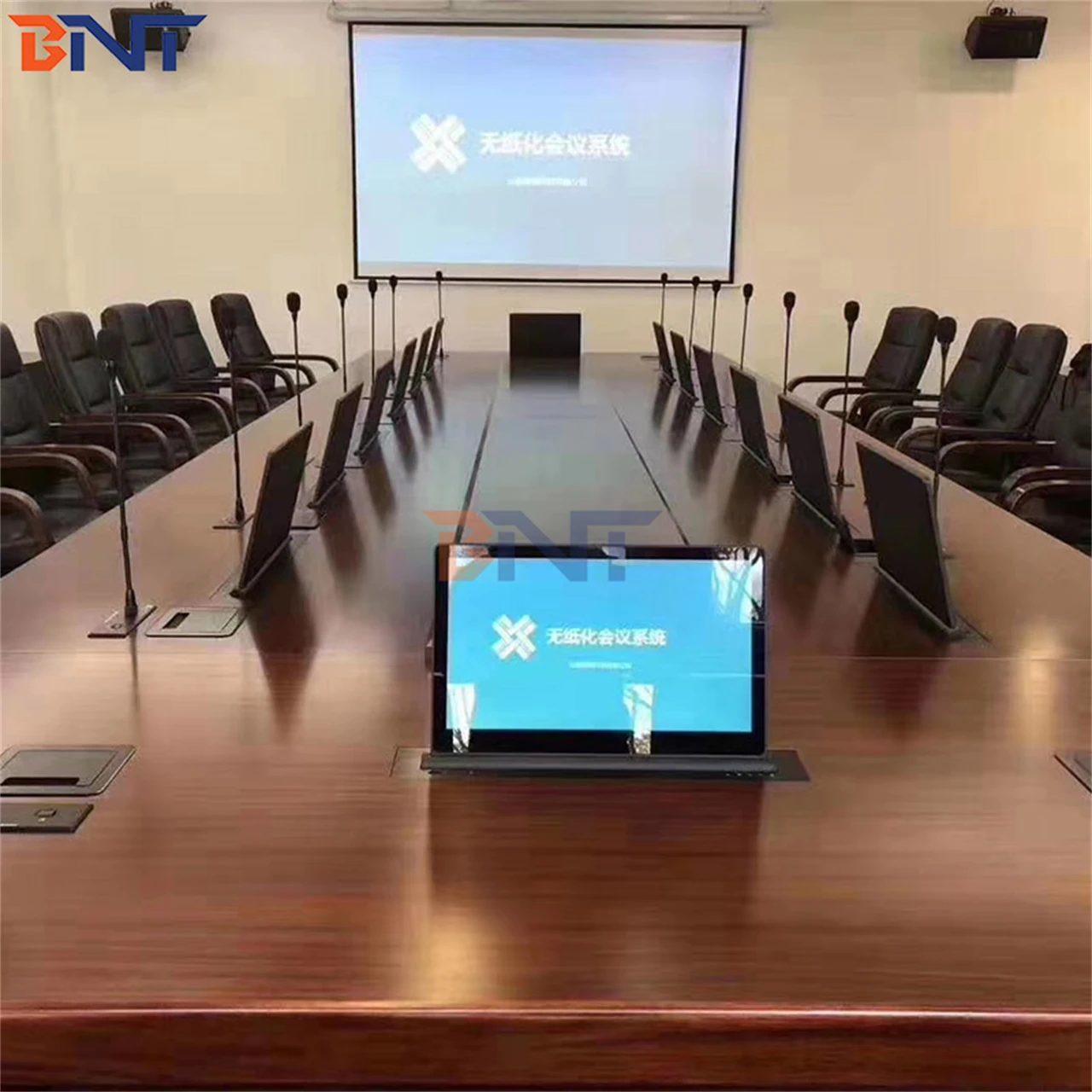 Conference Table Pop up LCD Monitor Lift BNT 17 3 Retractable Touch Screen