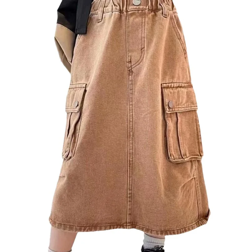 Q30851 Youth Long Multipocket Utility Deep-Slit Maxi Cargo