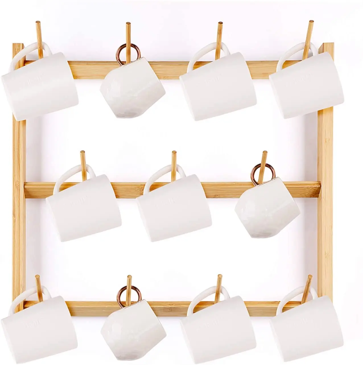 Wall Mounted Storage Rack 11 Hook Coffee Mug Cup Holder Display Rack Buy Bamboo Kitchen Storage Rack Coffee Mug Cup Display Rack Cup Holder Rack Product On Alibaba Com