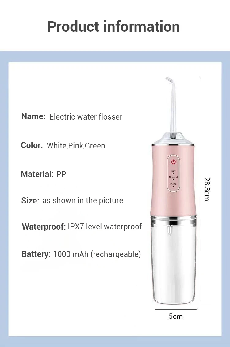 Cordless 230ml Water Flosser for Teeth Cleaning Portable Electric Household Product with Battery Power Source Oral Irrigator