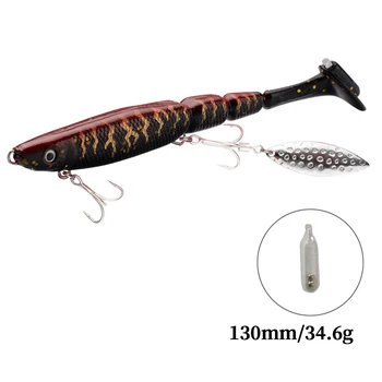 Cheery AGS628/1 130mm 34.6g 6-Color 3D PVC T-Tail Swimming Rattle Ball Soft Bait with Hooks for Freshwater/Saltwater Fishing – Soft Lure – view 3