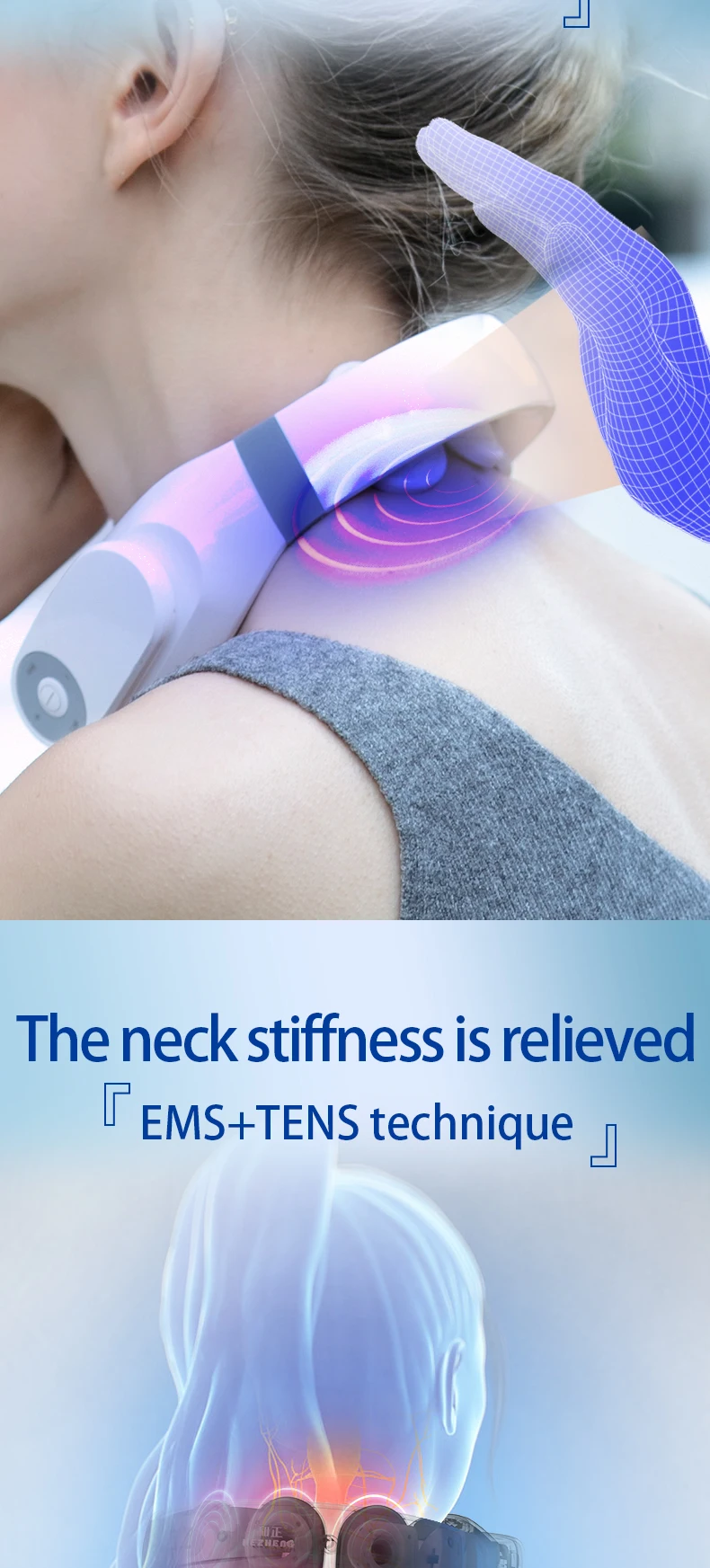 HEZHENG New Best Selling Smart Neck Massager with TENS Health Wellness Care Therapy Treatment Pain Relief Device