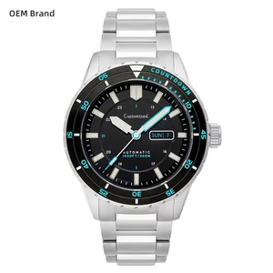 Factory Customized Super Luminous Luxury Automatic Mechanical Waterproof Men's Steel case Steel Belt Outdoor Diving Watches