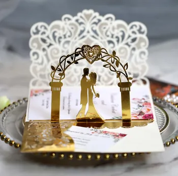 3D New Design Invitation Card Laser Cut Wedding Card Invitation Cards Gold Custom Wedding Invites