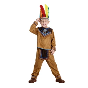 Custom Boys Native American Costume High Quality Tribal Embroidery Comfortable Breathable Stage for Cultural Role Play
