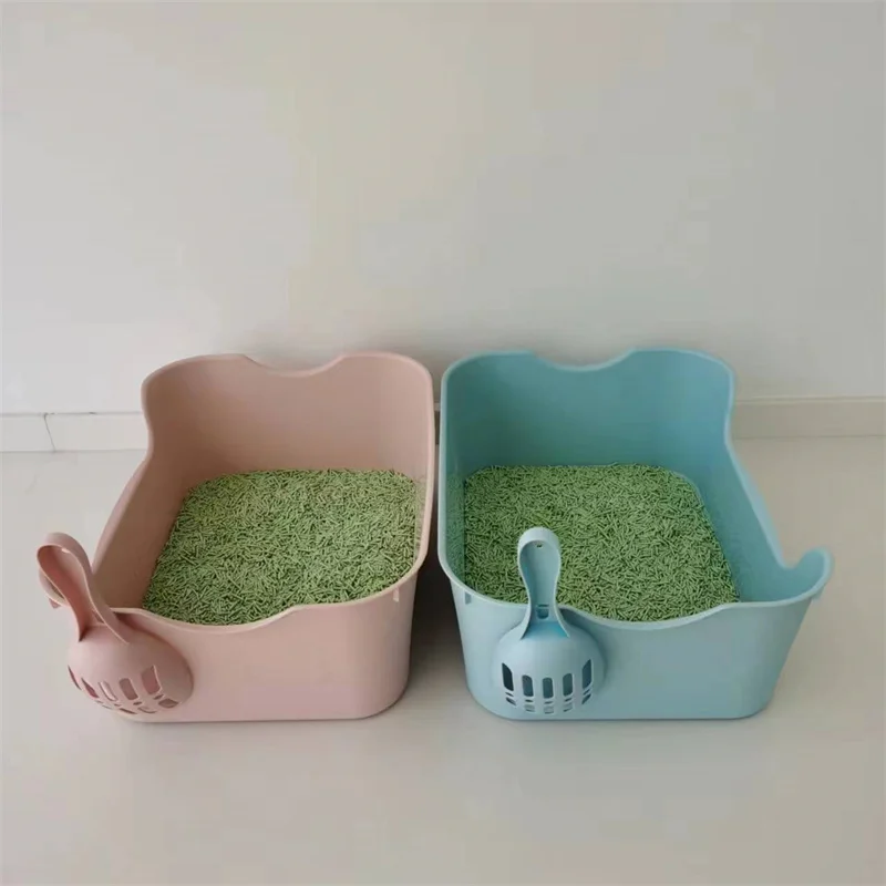 Large Square Easy Cleaning Cat Litter Box Eco Friendly Plastic Cats Sandbox Toilet Pet Cleaning