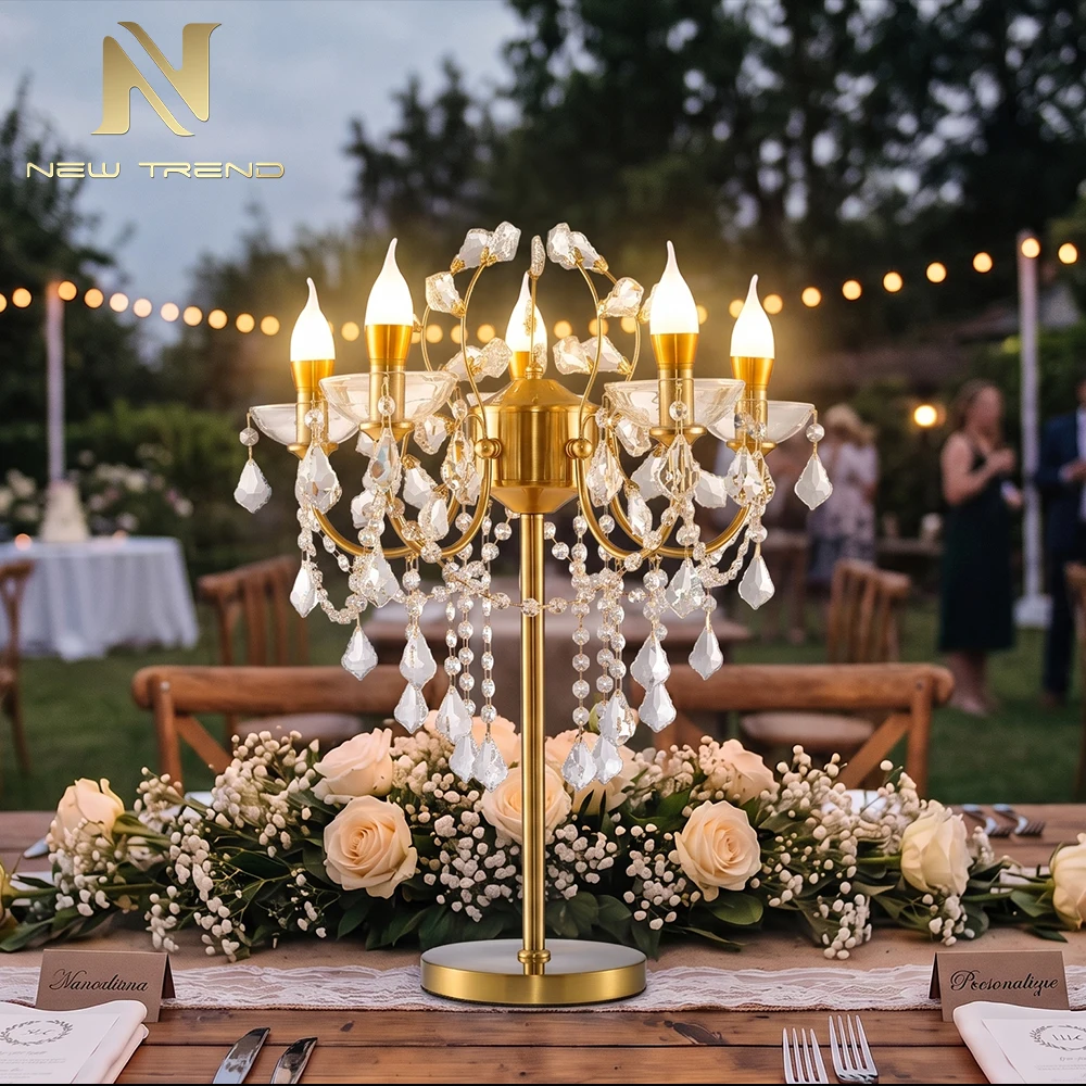 cpl-503 Luxury Cordless Crystal Table Lamp – Touch Dimmable Rechargeable LED Centerpiece for Grand Banquet Hall