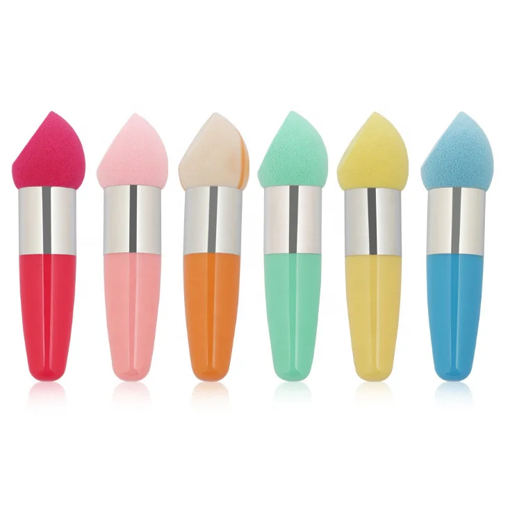 Горячая продажа яркие цвета одна короткая ручка косая пудра губка буф портативный BB крем инструменты для макияжа