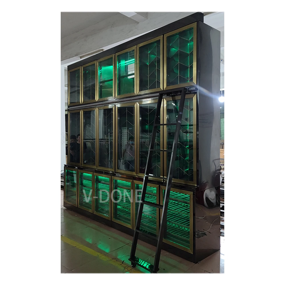 Constant Temperature Wine Cabinet with Lighting Effect Overall Electroplating Wine Display Rack Display Wine Stainless Steel Bar