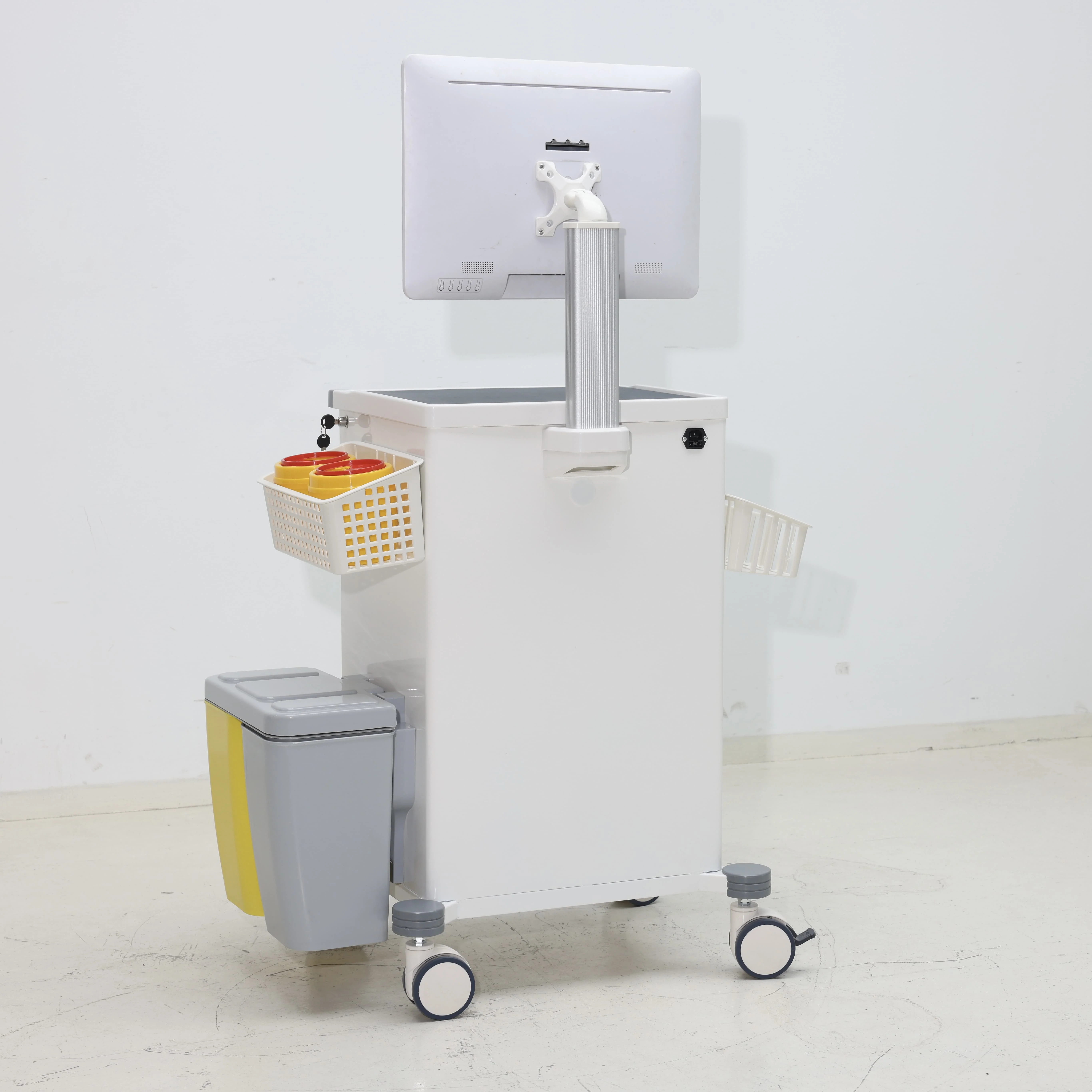 ABS Modern Nursing Documentation Cart Adjustable Monitor Arm Medical Waste Segregation System for Hospital Living Supermarket 5