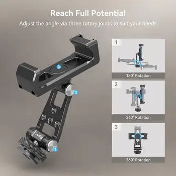 For SMALLRIG Universal Metal Phone Holder Adapter Support Cold Shoe Mount for iPhone 16 15 14 for Samsung for Galaxy Free Camera detail image