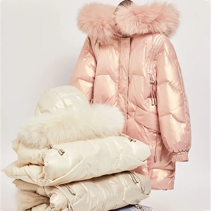 High Quality Children Hooded Padded Jacket Medium Long Kids Winter Outwear Thickened White Duck Down Teenage Down Coat for Girls