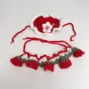 Red lily of the valley bib and red flower hat