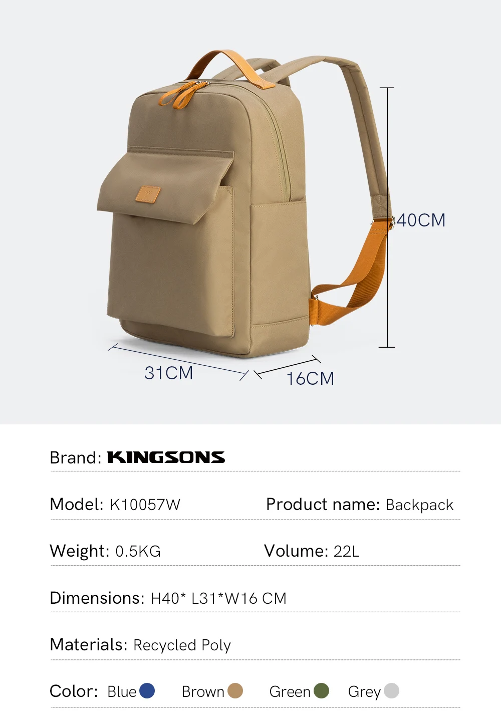 High Quality Custom 100 Recycled Polyester Waterproof Roll Top Travel