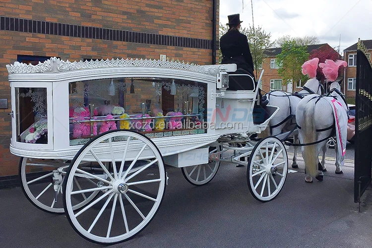 Fashionable Classical Horsedrawn Hearse Funeral Supplies White