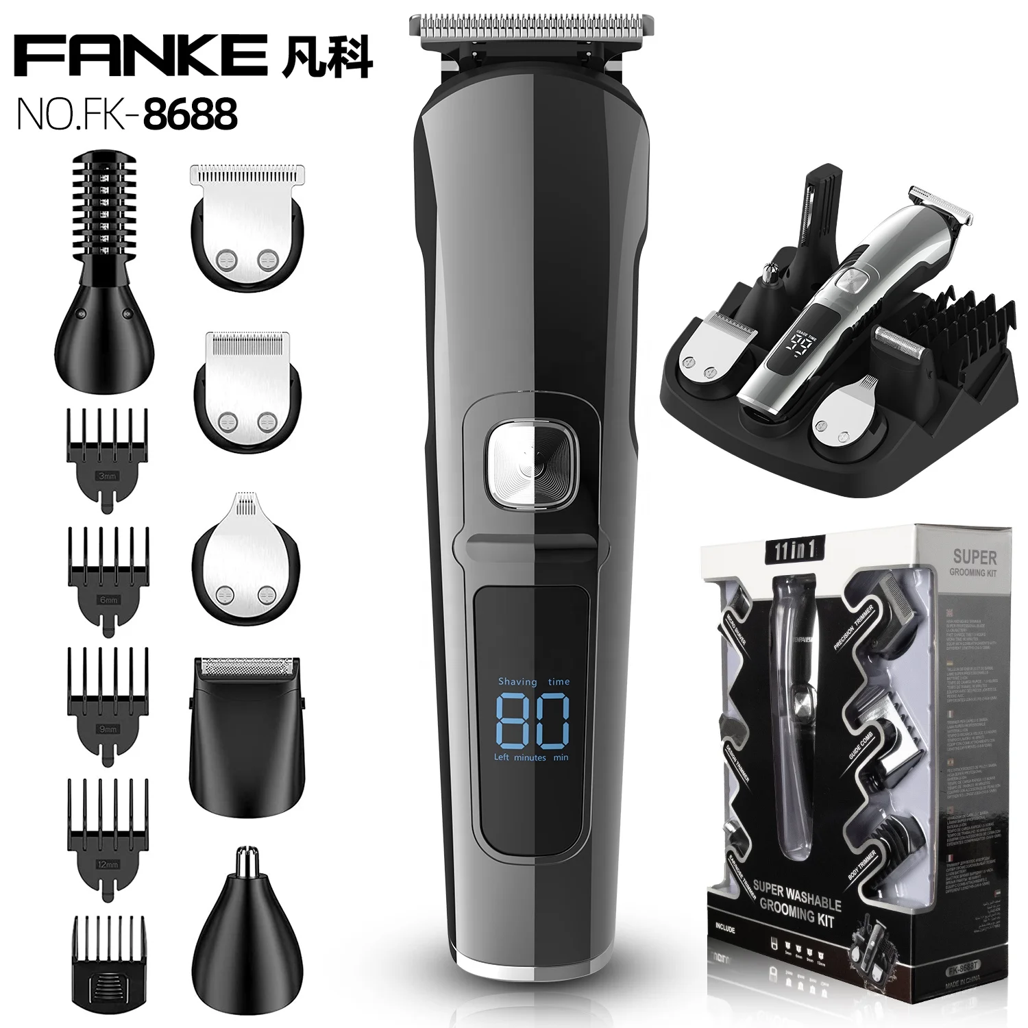 Factory Wholesales 11in Men Grooming Kit IPX6 Waterproof Nose